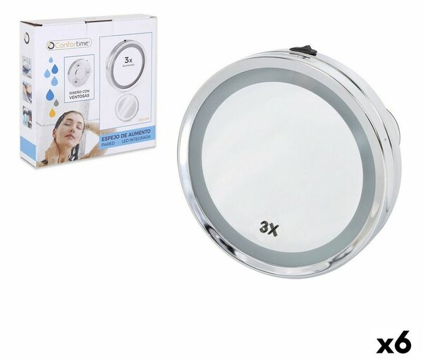 Magnifying Mirror Confortime LED 15 x 3 x 15 cm (6 Units)