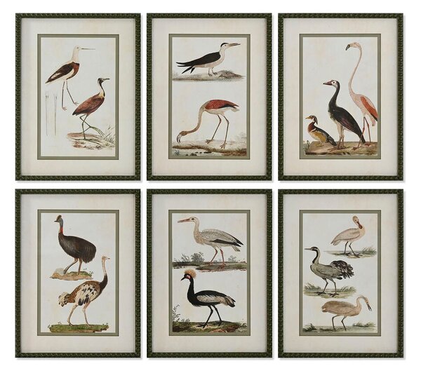 Painting Home ESPRIT Birds Cottage 40 x 2,5 x 54 cm (6 Units)