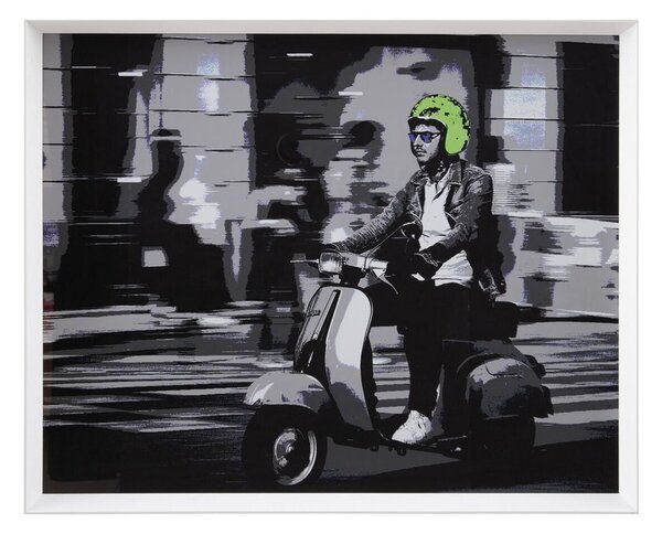 Painting White Black Green Vespa 103 x 6 x 83 cm