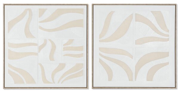 Painting Home ESPRIT White Beige Abstract Scandinavian 83 x 4,5 x 83 cm (2 Units)