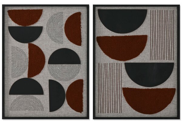 Painting Home ESPRIT Black Terracotta Modern Urban 60 x 3 x 80 cm (2 Units)