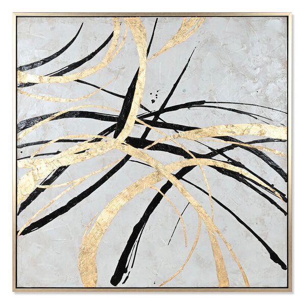 Painting Home ESPRIT White Golden Abstract Modern 131 x 4 x 131 cm