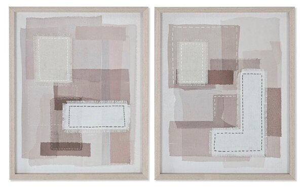 Canvas Home ESPRIT Beige Grey Abstract Modern 40 x 2,5 x 50 cm (2 Units)