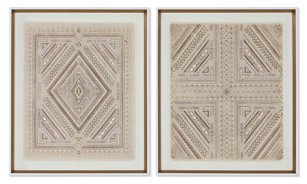 Canvas Home ESPRIT White Natural Boho 50 x 3,8 x 60 cm (2 Units)