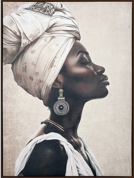 Painting Romimex Velvet MDF Wood African Woman 83 x 123 x 4 cm