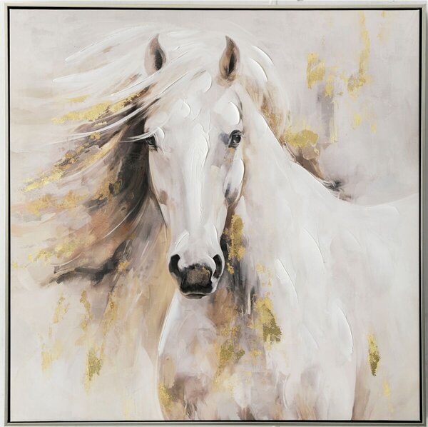 Oil Painting Romimex polystyrene Canvas Horse 83 x 83 x 5 cm