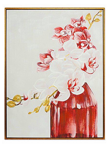 Painting Romimex White Red Canvas Flowers 60 x 80 x 4 cm