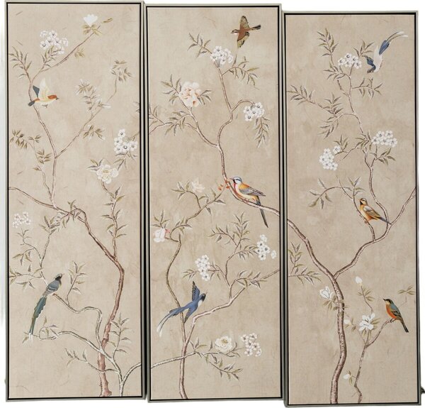 Set of 3 pictures Romimex polystyrene Canvas Birds 123 x 123 x 5 cm