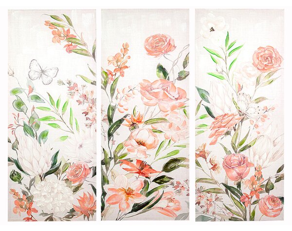 Set of 3 pictures Romimex Pink Canvas 165 x 155 x 3 cm