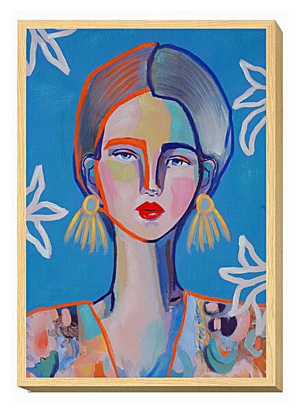 Painting Romimex Multicolour Canvas Lady 50 x 70 x 4 cm