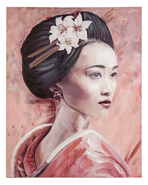 Oil Painting Romimex Pink Canvas Geisha 80 x 120 x 3 cm