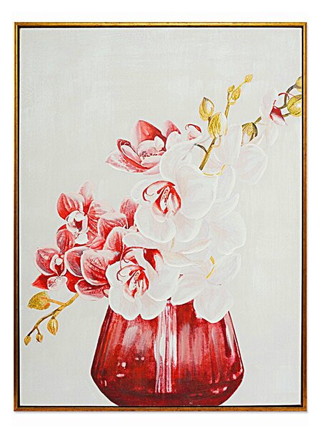 Painting Romimex White Red Canvas Flowers 60 x 80 x 4 cm