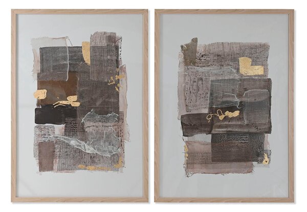 Canvas Home ESPRIT Brown Beige polystyrene plexiglas Abstract Urban 74 x 4,5 x 104 cm (2 Units)