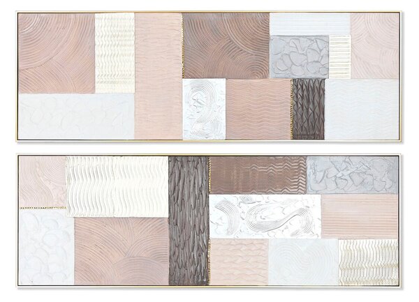 Painting Home ESPRIT Brown Beige polystyrene Canvas Modern Urban 152 x 5 x 52 cm (2 Units)