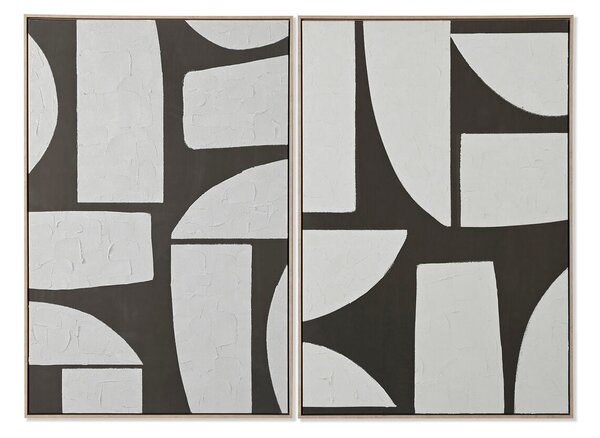 Painting Home ESPRIT White Green Beige Dark grey polystyrene Canvas Abstract Urban (2 Units)