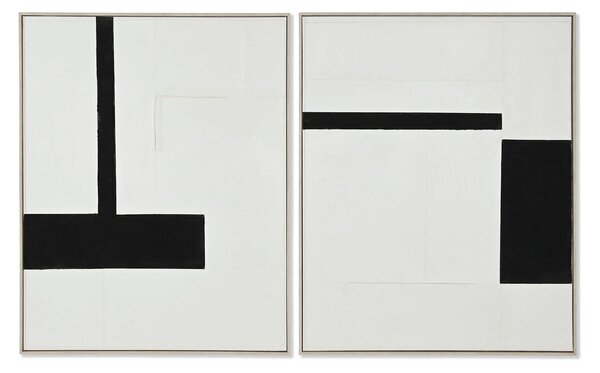 Painting Home ESPRIT White Black Abstract Modern 82 x 3,8 x 102 cm (2 Units)