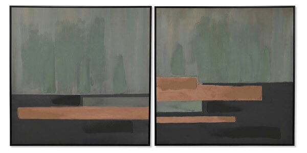 Painting Home ESPRIT Black Green Modern Urban 100 x 4 x 100 cm (2 Units)