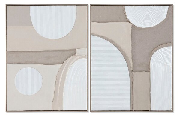 Painting Home ESPRIT White Beige Abstract Scandinavian 62 x 3,8 x 82 cm (2 Units)