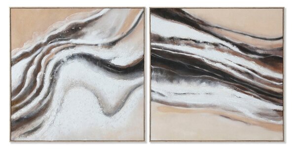 Painting Home ESPRIT White Beige Abstract Modern 102 x 3,2 x 102 cm (2 Units)