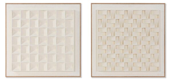 Painting Home ESPRIT Beige Geometric Modern 60 x 7 x 60 cm (2 Units)