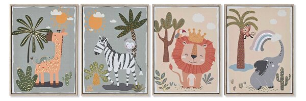 Painting Home ESPRIT Children's animals 30 x 3 x 40 cm (4 Units)