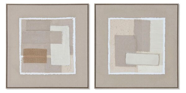 Painting Home ESPRIT Brown Beige Abstract Urban 62 x 3,2 x 62 cm (2 Units)