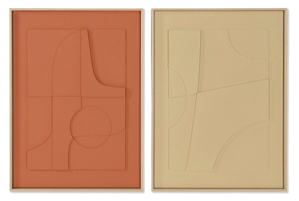 Painting Home ESPRIT Mustard Terracotta Abstract Urban 55 x 4 x 75 cm (2 Units)