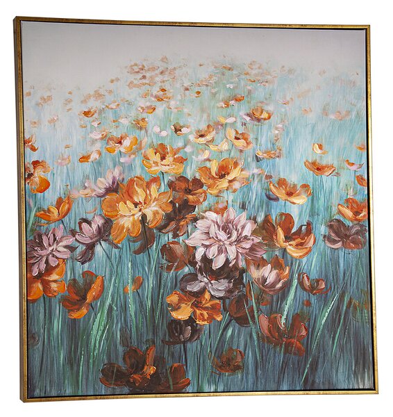 Oil Painting Romimex Wood Canvas Flowers 82 x 82 x 5 cm