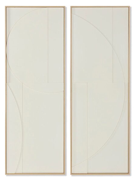 Painting Home ESPRIT White Natural Abstract Scandinavian 50 x 4 x 140 cm (2 Units)