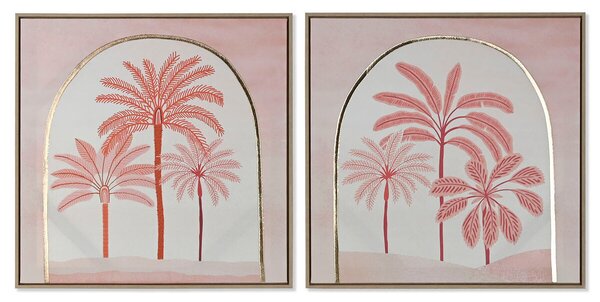 Painting Home ESPRIT Beige Coral Palms Colonial 60 x 2,5 x 60 cm (2 Units)