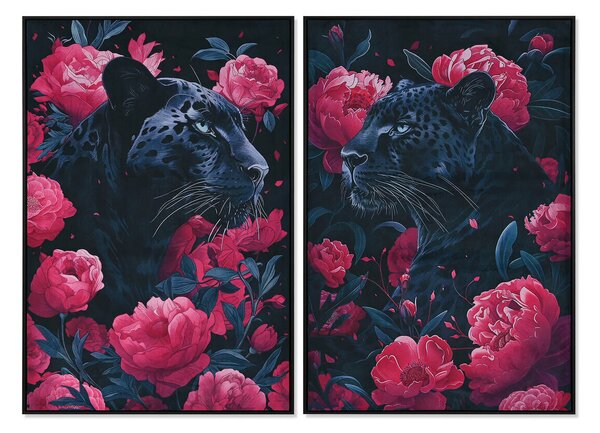 Painting Home ESPRIT Black Pink 83 x 4 x 123 cm (2 Units)