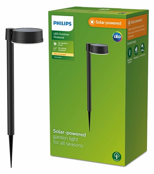 Solar garden lights Philips Vynce 1,5 W 11,2 x 14,2 x 54 cm Black Plastic Circular (2700 K) (Soft green) (1 Unit)