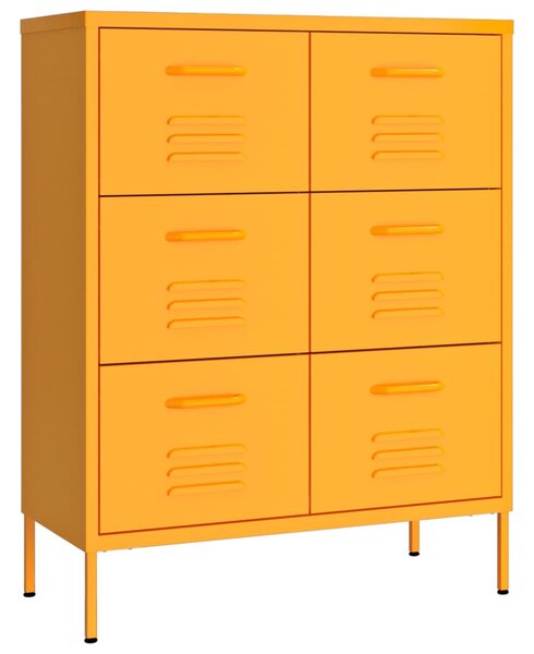 Drawer Cabinet Mustard Yellow 80x35x101.5 cm Steel