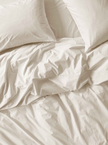 Mindful Cream Washed Cotton Percale Duvet Cover | Single | Piglet in Bed