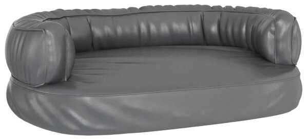 Ergonomic Foam Dog Bed Grey 60x42 cm Faux Leather