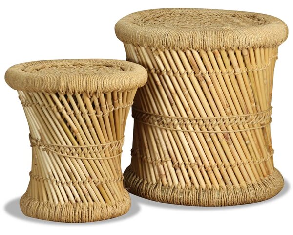 Stools 2 pcs Bamboo and Jute