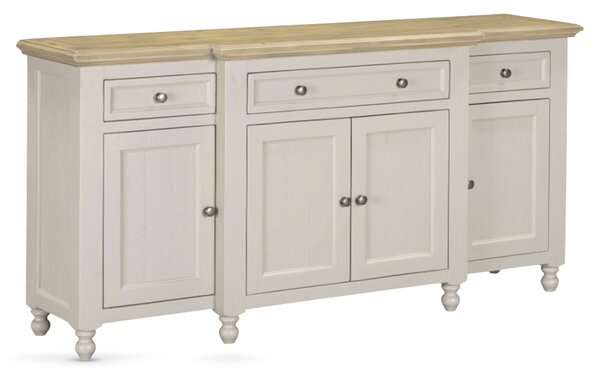 Chilton Wooden Sideboard With 4 Doors 3 Drawers - Grey And Natural