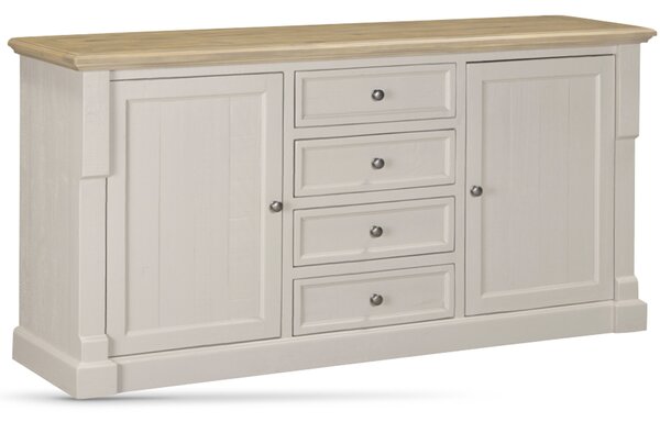 Chilton Wooden Sideboard With 2 Doors 4 Drawers - Grey And Natural