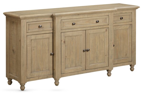 Chilton Wooden Sideboard With 4 Doors 3 Drawers - Rustic Oak