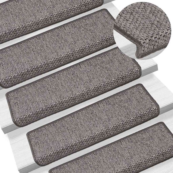 Stair Mats Self-adhesive Sisal-Look 15 pcs 65x21x4 cm Grey and Beige