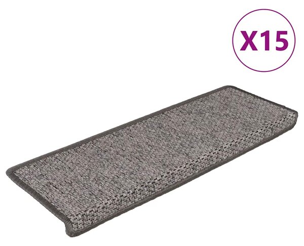 Stair Mats Self-adhesive Sisal-Look 15 pcs 65x21x4 cm Grey and Beige