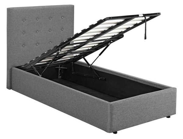 Lacer Plus Fabric Ottoman Storage Single Bed - Grey