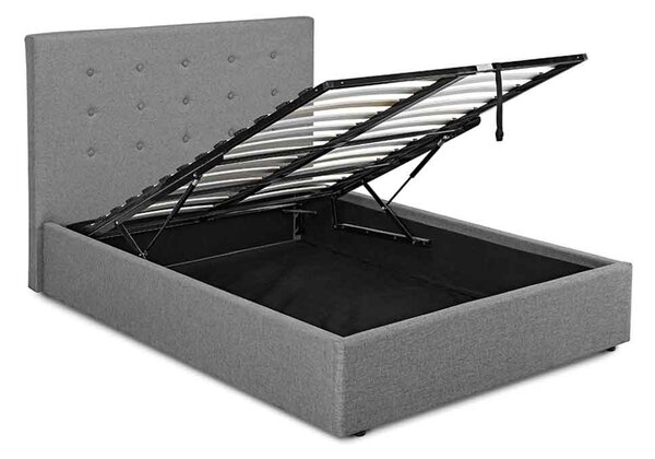 Lacer Plus Fabric Ottoman Storage Double Bed - Grey