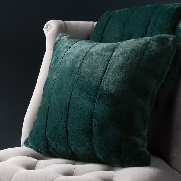 Paoletti Empress Faux Fur 45cm x 45cm Filled Cushion Emerald