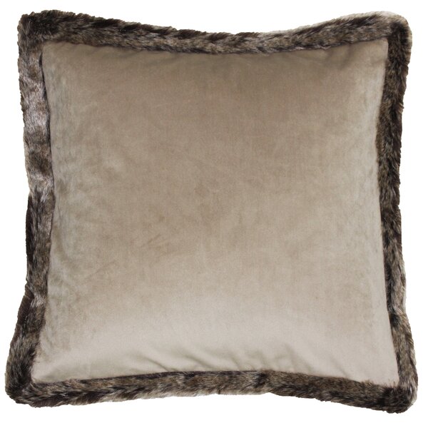 Paoletti Kiruna Faux Fur Trim 45cm x 45cm Filled Cushion Taupe