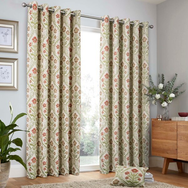 Curtina Estelle Woven Ready Made Eyelet Curtains Natural