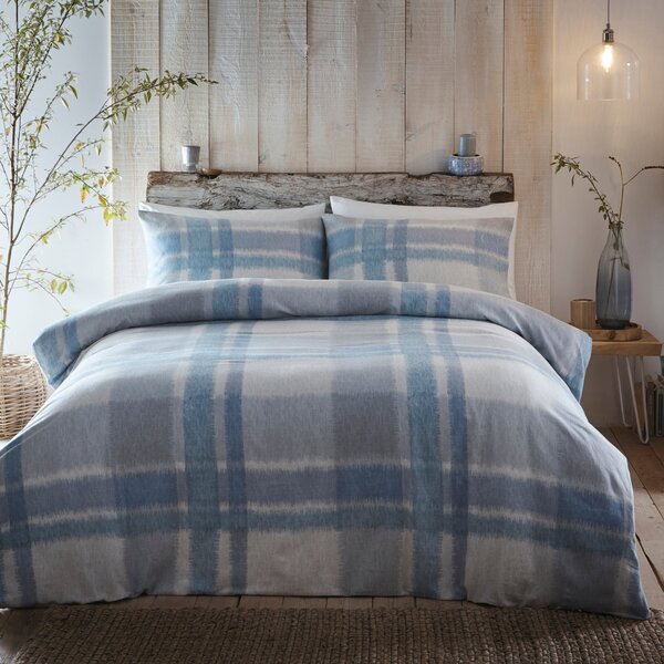 Appletree Verbier Brushed Cotton Duvet Cover Bedding Set Blue