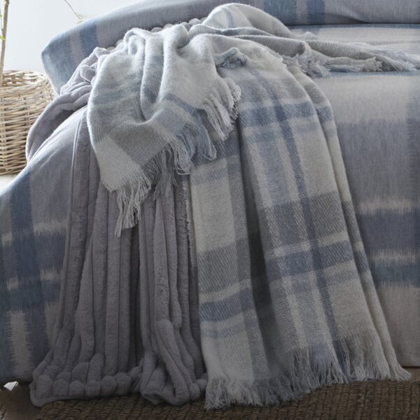 Appletree Verbier Faux Mohair 130cm x 180cm Bedspread Blue