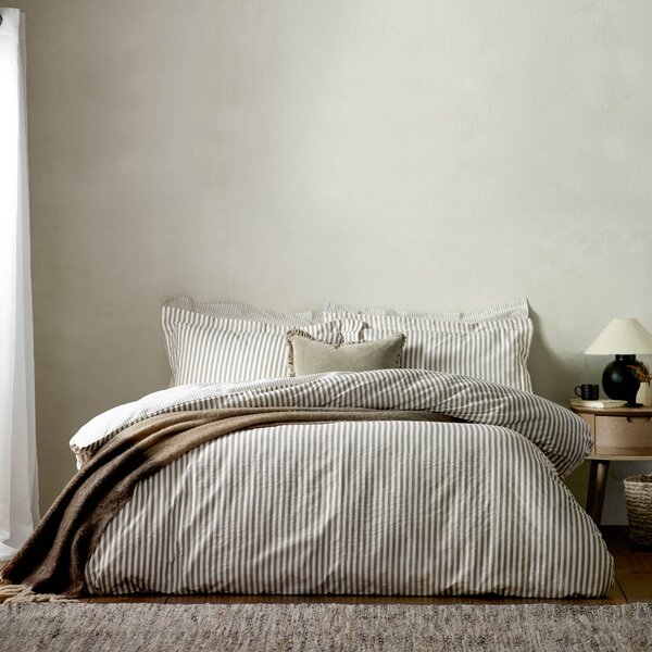 Yard Hebden Melange Stripe Cotton Duvet Cover Bedding Set Mole