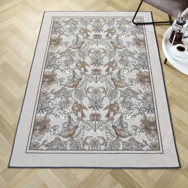 Dreams & Drapes Finch and Flower Non Slip 120cm x 180cm Rug Natural